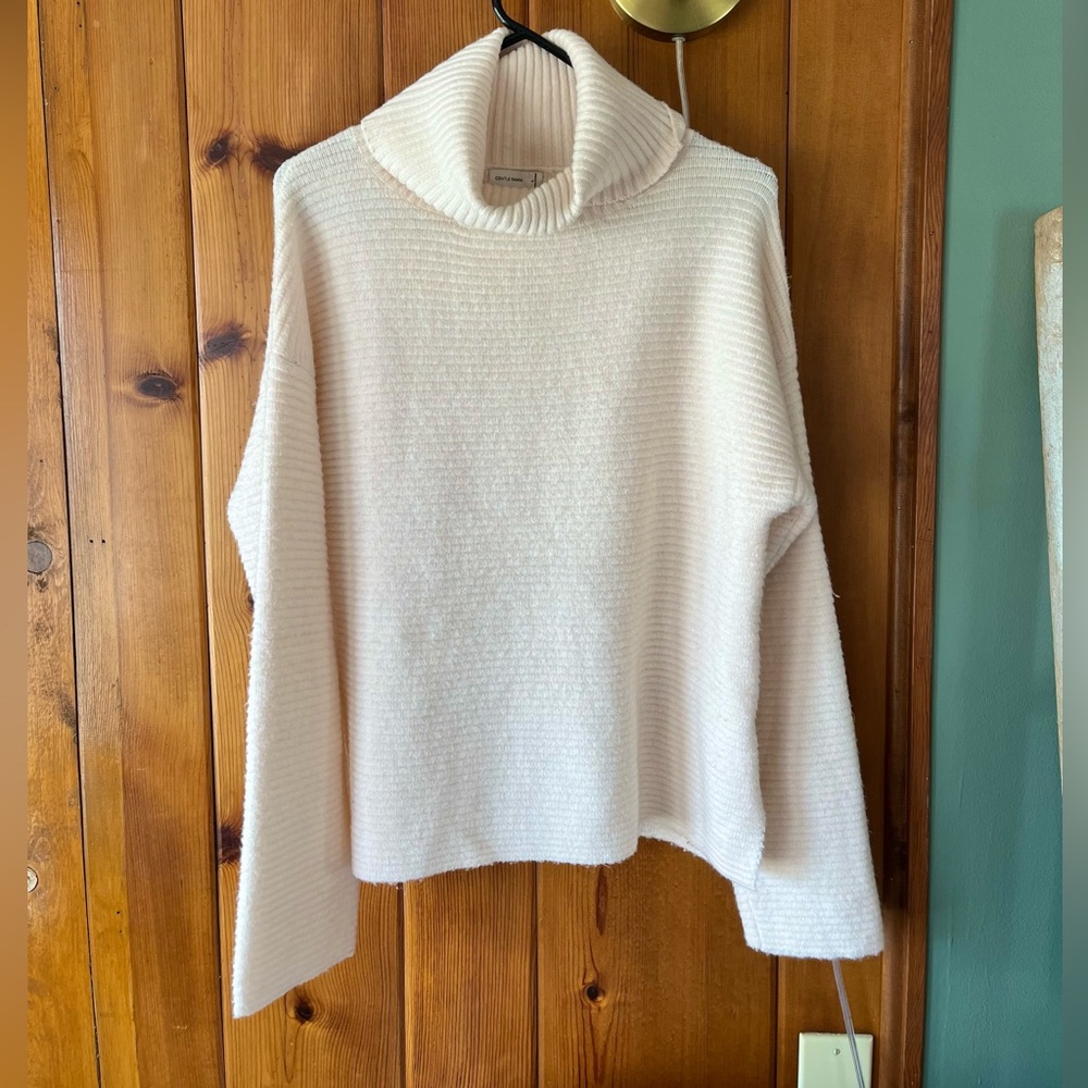 Gentle Fawn Pale Pink Ribbed Cowl Neck Sweater- Size Large